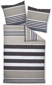 Janine Bettwäsche JD, Mako-Satin, 2 teilig, modern gestreift, braun weiß