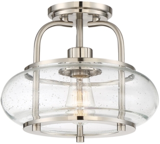 Deckenleuchte, Metall Glas, Nickel, D 30,5 cm