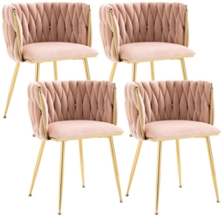 AUKWIK Esszimmerstuhl Set mit runden Rückenlehne, Wohnzimmerstuhl aus Samt/Leinen (Set, 4 St), 2/4/6 Stück