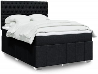 vidaXL Boxspringbett mit Matratze Schwarz 140x190 cm Stoff 3293972