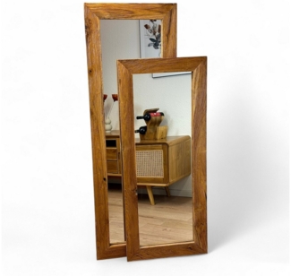 FaHome Dekospiegel Teakholz Spiegel - Anlehnen Dekorieren Staunen – Eckiger Standspiegel