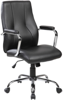 Dmora Stuhl mit Rädern Yuki, Chefsessel mit Armlehnen, Ergonomischer Bürostuhl, 64x58h101/111 cm, Schwarz