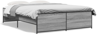 vidaXL Bettgestell Grau Sonoma 135x190 cm Holzwerkstoff und Metall 3279905