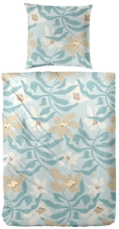 Westminster Biber Bettwäsche 135x200 Blätter Blüten beige mint sand 172169-57