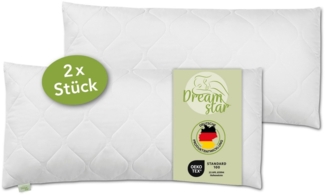 Dreamstar Microfaserkissen gestepptes Kopfkissen 40x80 cm und 80x80 cm - Premium Qualität, Füllung: 100% Polyester, Bezug: Microfaser, Rückenschläfer, Seitenschläfer, Bauchschläfer, Kissen 40x80 cm, Reißverschluss für Füllung, allergikerfreundlich