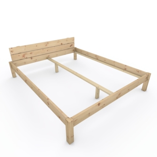 Pfostenbett "metallarm" Zirbe Holzbett "Daybett" 180 x 220cm 38cm Doppelbett
