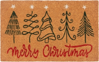 HANSE Home Fußmatte Kokos Five Christmas Trees, Türmatte, rechteckig, Höhe: 15 mm, Schmutzfangmatte, Rutschfest, Outdoor, Weihnachten, Kokosmatte, Flur