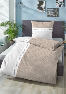 JETTE Renforce Bettwäsche 0401615 RAUTEN, beige, 1x 135x200 cm + 1x 80x80 cm