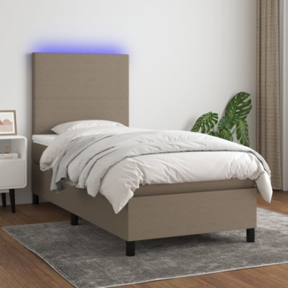 vidaXL Boxspringbett mit Matratze & LED Taupe 80x200 cm Stoff 3134673