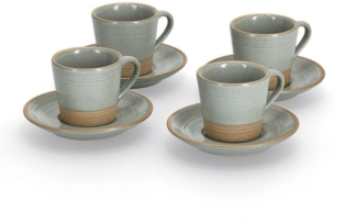 ZELLER 26538 Espresso-Set GRAU/BRAUN, 8-tlg, Steingut