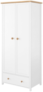 Kleiderschrank "Story" Drehtürenschrank 85cm weiß Nash Eiche 2-türig
