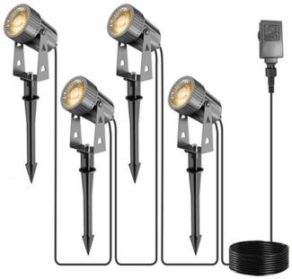 QUBEBU Gartenstrahler LED Gartenstrahler mit Erdspieß Außenstrahler 4/6/er Set IP66 Outdoor, RGB/Warmweiß, 4/6/8 in 1 Landschaftsstrahler, Wasserdicht, EU Plug, Wandstrahler, Erdspießstrahler