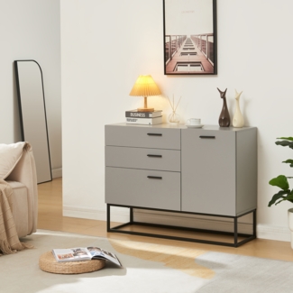 Sideboard Lavangen 75x100x35 cm Hellgrau [en. casa]