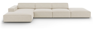 Micadoni Ecksofa Jodie 5-Sitzer Links Samt Dunkelbeige Kunststoff schwarz