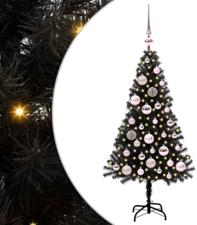 vidaXL Weihnachtsbaum mit 150 LEDs mit Ständer Schwarz 120 cm PVC 3396458