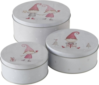 BOLTZE GRUPPE GmbH Keksdose CasaJame 3er Set Metall Keksdose Plätzchendose rund Wichtel Kinder V24, (3-tlg)