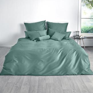 Traumschlaf Uni Mako-Satin Bettwäsche|240x220 cm + 2x 80x80 cm| salbeigrün