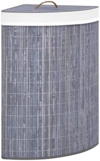 vidaXL Eck-Wäschekorb Bambus Grau 60 L 320761