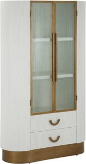 Dmora Vitrine Sable, Glas-Sideboard, Mehrzweckvitrine, Hängendes Bücherregal mit Glastüren, 85x40 h160 cm, Weiß und Braun