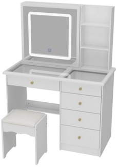 FUFU&GAGA Schminktisch Schminktisch mit LED-Spiegel, Weiß, MDF, 100×50×135cm