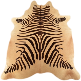 KUHFELL online & NOMAD Fellteppich KUHFELL STIERFELL RINDERFELL ZEBRA HELLBRAUN BEIGE MIT ZEBRA PRINT