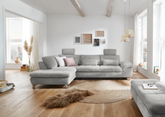Die PlanBar Ecksofa MP-IN14007 L-Form, wahlweise mit Bettfunktion und verstellbaren Kopfstützen, in Cord