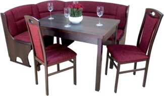 4tlg. Eckbankgruppe "Josef" 125X165 cm, nussbaum/bordeaux