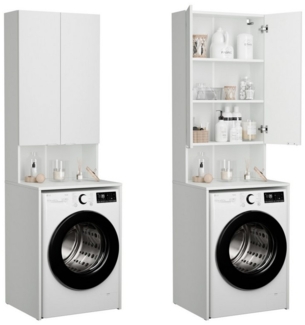 Platan Room Waschmaschinenumbauschrank Badschrank LORA Waschmaschinenschrank Badezimmer Hochschrank 210 x 65 x 50 cm