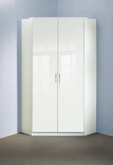 Eckkleiderschrank >Clack< in HOCHGLANZ LACK WEISS - 95x198x95cm (BxHxT)