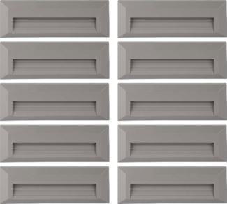 10er Set LED Stufenleuchte Außen, IP65, grau, B 23 cm