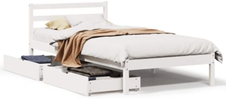 vidaXL Massivholzbett ohne Matratze Weiß 100x200 cm Kiefernholz 3301537