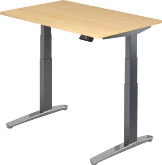 bümö elektrisch höhenverstellbarer Schreibtisch 120x80 cm mit Memory-Steuerung - Design Schreibtisch höhenverstellbar elektrisch, elektrischer Schreibtisch Ahorn, Gestell graphit/alu, XBHM12-3-GC