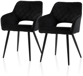 Ofcasa Esszimmerstuhl Samt mit gepolstertem Sitz (2er Set), Offene Rückenlehne Küchenstühle