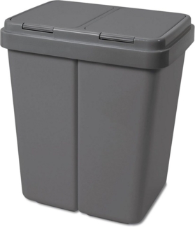 ALPFA Mülltrennsystem Duo Bin anthr. Mülleimer Müllsortierer Doppel Mülltonne Abfalleimer, 2 mal 25 Liter Fassungsvermögen / mit Tippdeckel