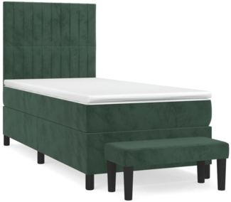 vidaXL Boxspringbett mit Matratze Dunkelgrün 100x200 cm Samt 3137950