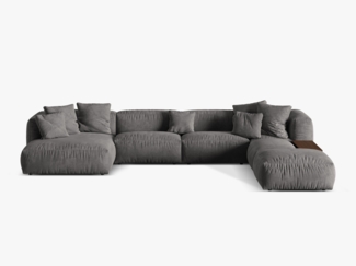 Micadoni Panorama-Ecksofa Martina 5-Sitzer Samt Grau Rechts