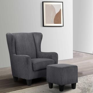 Home affaire Ohrensessel Chilly, Sessel mit Hocker und Federkern-Polsterung, (Set, 2-St, bestehend aus Sessel und Hocker), in Cord und Microfaser-Bezug, Unser Dauertiefpreis