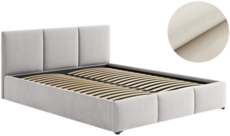 Home Collective Polsterbett Doppelbett 140x200 und 160x200 cm mit Lattenrost aus Metall, mit Stauraum mit Bettkasten 160x200 cm in beige samt