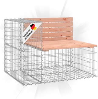 DELUKE® Gartenbank Gabionen INO aus Stahl 92x71x65,5cm Massivholz Douglasie Gabionenbank Gartenbank mit Sitzfläche aus Gabionen Steinkorb Gabionengitter Ziergabione Drahtkorb befüllbar