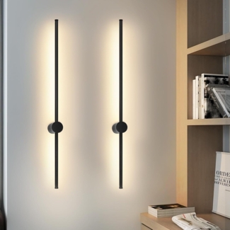 ZMH 2er LED Wandleuchte innen Wandlampe - 60CM Schwarz Modern Flurlampe Schwenkbar Design Treppenhauslampe Indirekt 3000K Warmwei? Wandbeleuchtung fr Wohnzimmer Schlafzimmer Flur Treppenhaus Bett