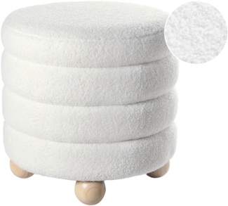 Pouf Bouclé cremeweiß rund ⌀ 42 cm CHILLY