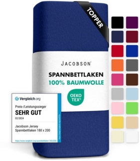 Jacobson Spannbettlaken TOPPER aus 100% Baumwolle, Jersey Bettlaken 160 g/m², Spannbetttuch mit Gummizug, OEKO-TEX®, pflegeleicht, viele Farben