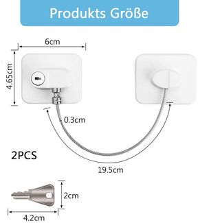 TUWENA Kindersicherung 2 Stück Kühlschrank Schloss mit Klebstoff, Kindersicherheits-Schloss, Kühlschrankschloss für Gefrierschrank, Schränke, Schubladen, Fenster