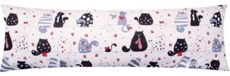 Heubergshop Seitenschläferkissenbezug, (1 Stück), 40x145cm Reißverschluss lange Seite Baumwolle Pfoten Katze (KY-Katzen)
