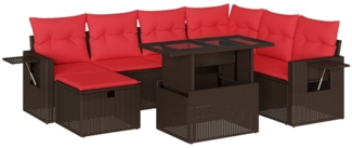 vidaXL 8-teiliges Gartensofa-Set mit Kissen, braun, Polyrattan 3275004