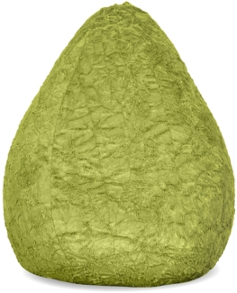 Lumaland 'Luxury Fluffy' Sitzsack, Webplüsch, Grün, 60 x 45 cm, 120 l