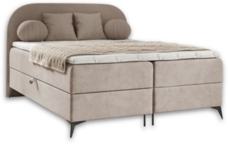 Deine Möbel 24 Boxspringbett JENNY Komplettbett Polsterbett Bett Bonellfederkernmatratzen H3 (Jugendbett Hotelbett Taschenfederkernmatratzen 7 Zonen H4 optional inkl. Kissen, 3-St, Ehebett Matratzen H3 / H4 Velours Samt Beige Grau Blau Türkis Braun), i...