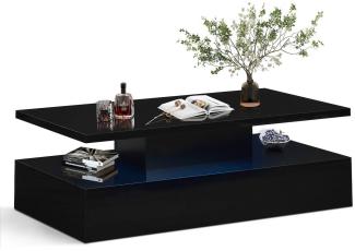 CLIPOP Couchtisch 110 x 60 x 38 cm Wohnzimmertisch (1 Tisch), Hochglänzende Sofatische mit LED-Beleuchtung