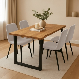 SAM® Essgruppe Juwel, Holz Wildeiche Optik, Metallgestell, Baumkante und Stühle