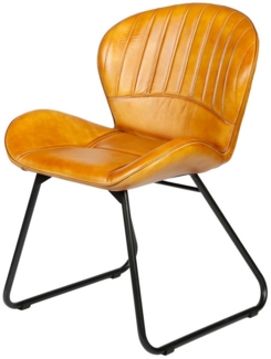 Casa Moro Polsterstuhl Esszimmerstuhl Leder Cognac Braun (Schicker Lederstuhl Schalenstuhl in Mid-Century Industrie Chic), Echtleder Stuhl auch 2er, 4er & 6er Set Esszimmerstühle